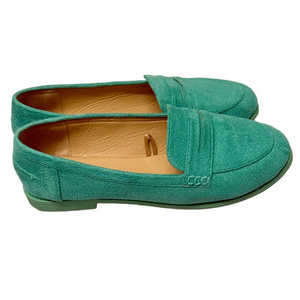 Classic Green Suede Penny Loafers